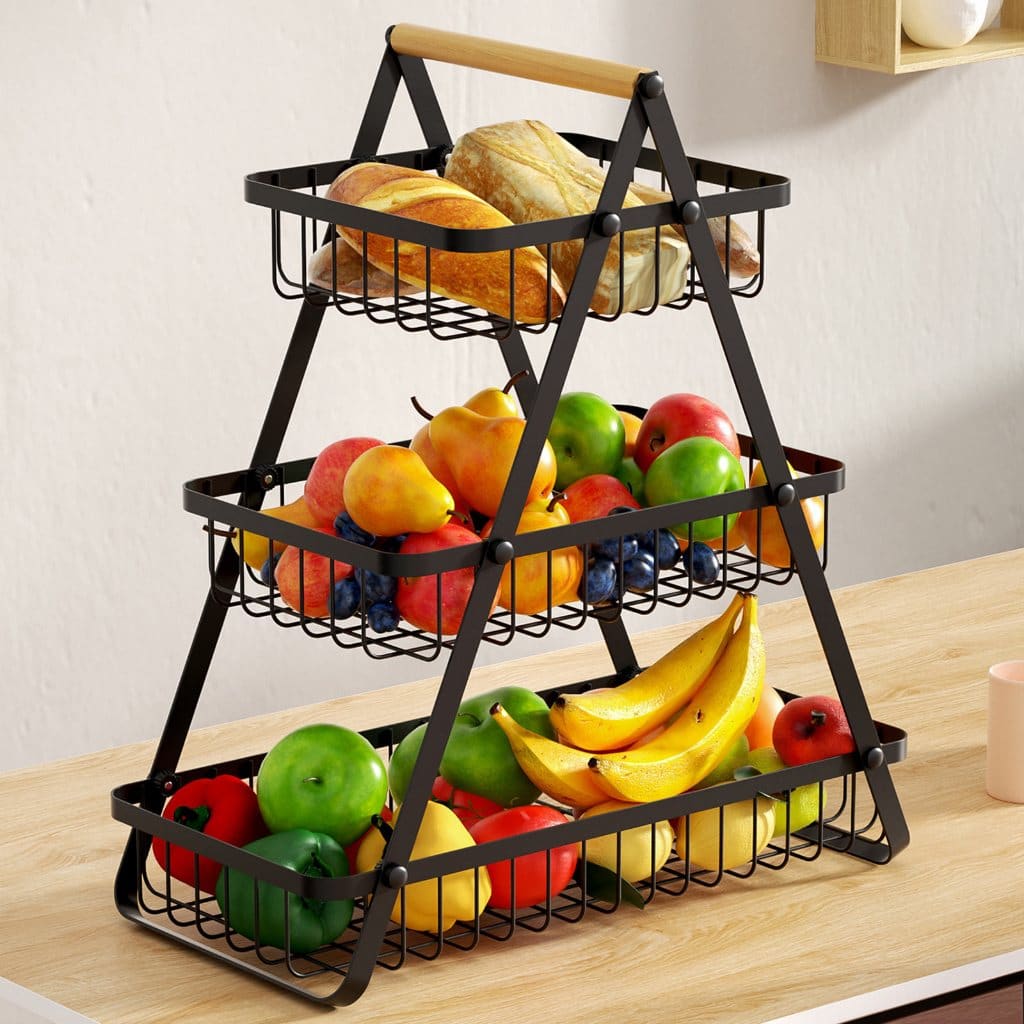 Fruteira de Mesa Organizadora de Frutas e Legumes Cesto Metal Aramado - Multiuso Premium