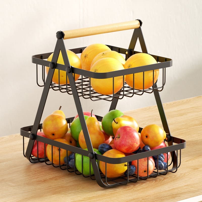 Fruteira de Mesa Organizadora de Frutas e Legumes Cesto Metal Aramado - Multiuso Premium