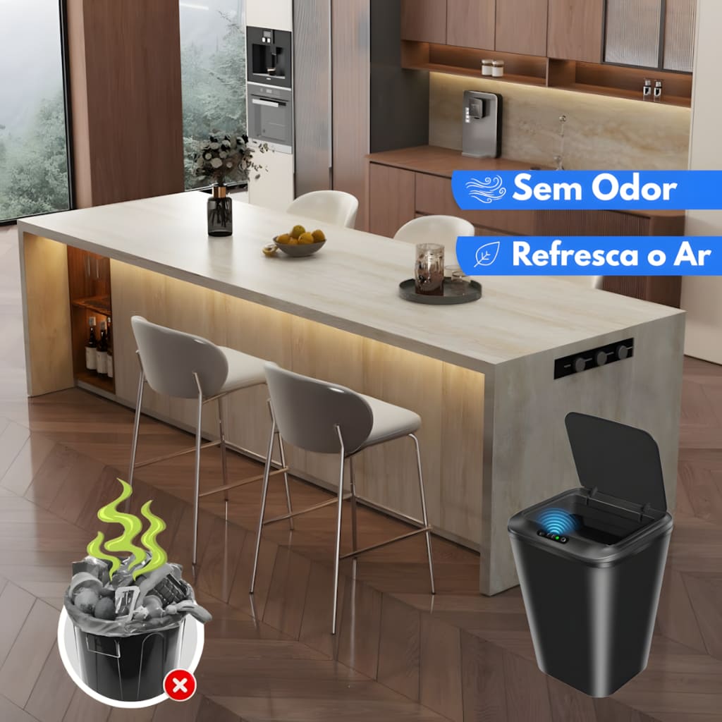 Lixeira Inteligente Sensor Automático Abre Fácil sem Toque