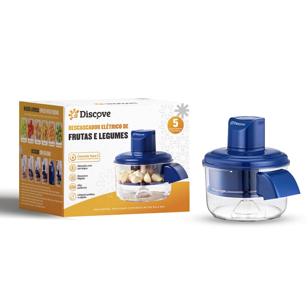 Descascador Elétrico Automatico Portátil 127/220V Cozinha Descascar Alho Uvas Frutas Tomate Legumes